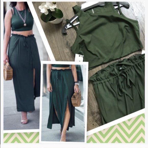 Ali & Jay 2 Pc Crop Tank Maxi Slit Skirt Det - Picture 3 of 12